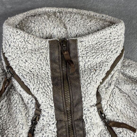 Kuhl Flight Jacket Womens XS Ivory Sherpa Fleece Hooded Full Zip Thumbholes - Picture 9 of 15